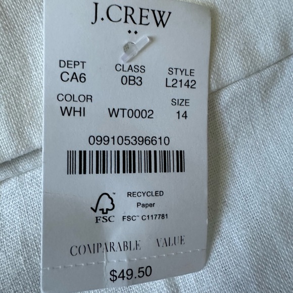 Women’s J.Crew Size 14 White Scalloped Linen Blend 4” Shorts - Picture 4 of 7